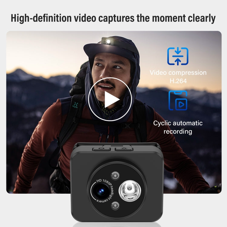 Cámara de iluminación de grabación de vídeo con sensor de movimiento LED montada en la cabeza D8 1080P, D8