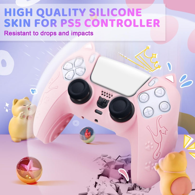 Funda protectora de silicona para mando de juegos con forma de oreja de gato, For Sony PS5