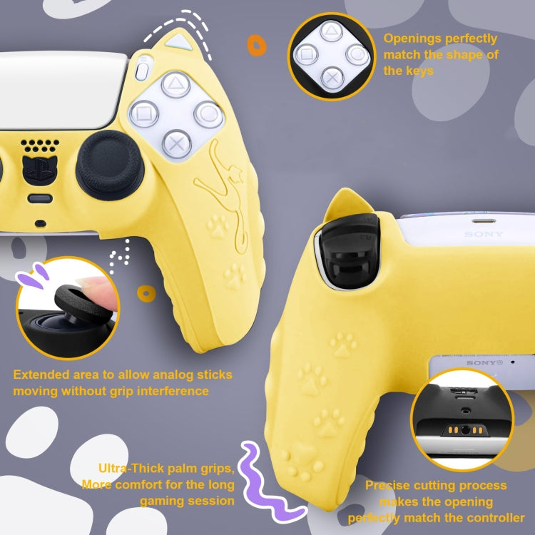 Funda protectora de silicona para mando de juegos con forma de oreja de gato, For Sony PS5