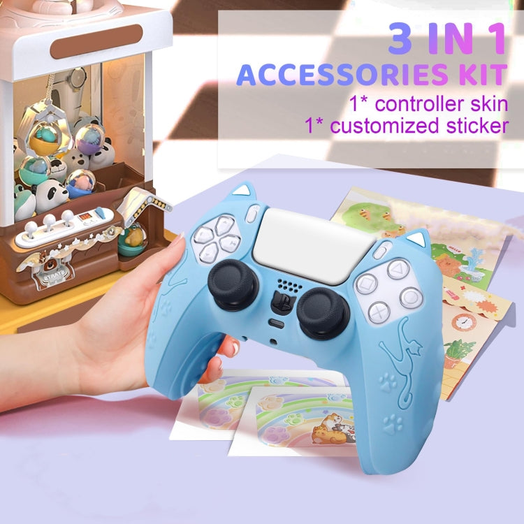 Funda protectora de silicona para mando de juegos con forma de oreja de gato, For Sony PS5