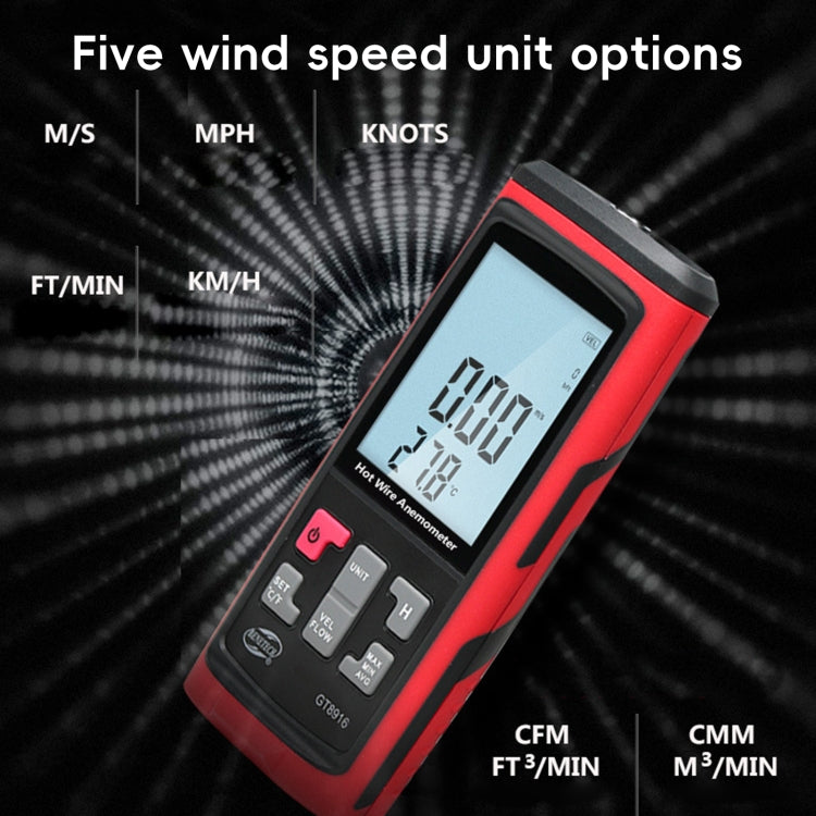 Anemómetro digital con pantalla LCD BENETECH GT8915, BENETECH GT8915