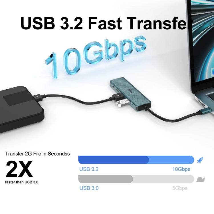 Estación de acoplamiento HUB 4 en 1 Onten UC622 de 10 Gbps USB-C / Type-C a 2 x USB + 2 x USB-C / Type-C, UC622