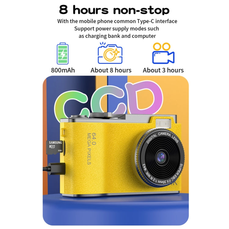 LK003 Cámara CCD HD 4K de doble lente de 2,4 pulgadas Cámara retro para niños, LK003