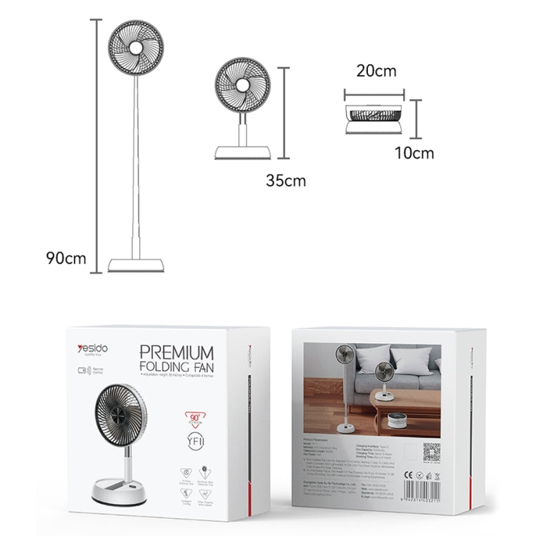 Ventilador de suelo telescópico plegable Yesido YF11