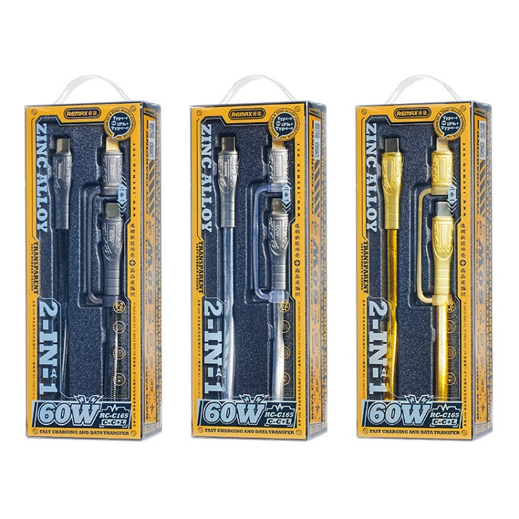 REMAX RC-C165 Prime 1,2 m 60 W Tipo-C a Tipo-C + Cable de carga rápida trenzado de 8 pines, RC-C165