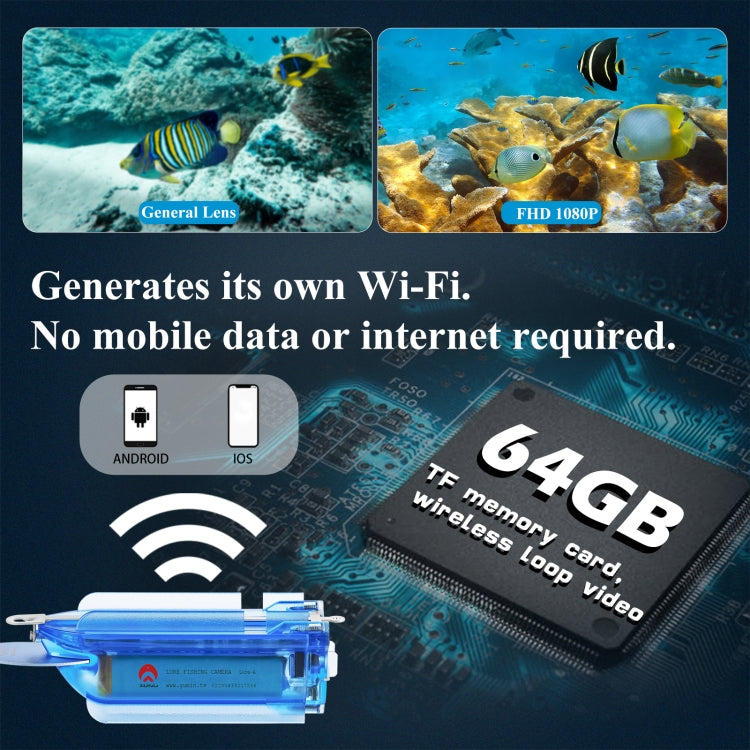 Cámara de video de pesca submarina inalámbrica Lure 1080P con grabación en bucle / control remoto por aplicación