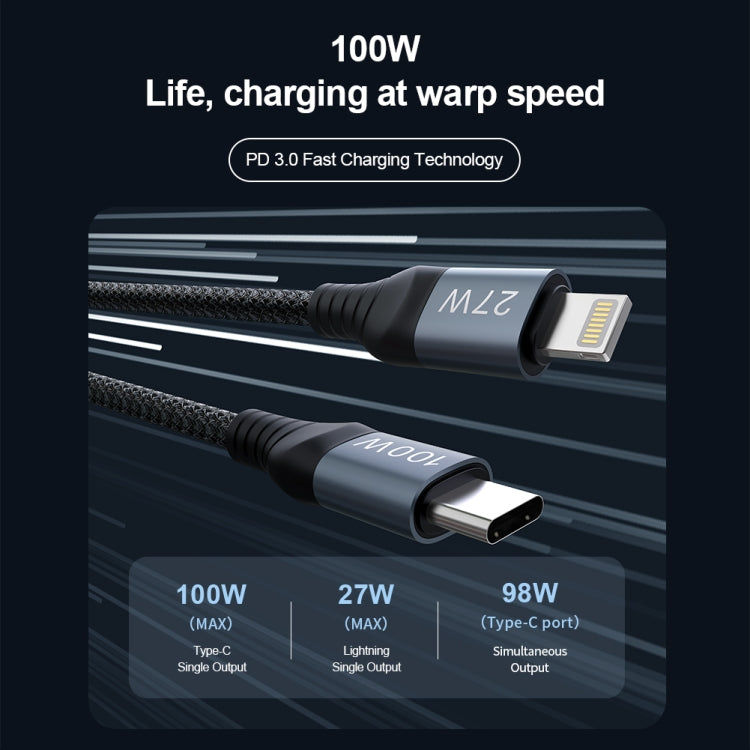Cable de datos de carga rápida NILLKIN PD3.0 100 W/27 W USB-C/Tipo C a USB-C/Tipo C + 8 pines de doble alimentación, longitud: 1,5 m