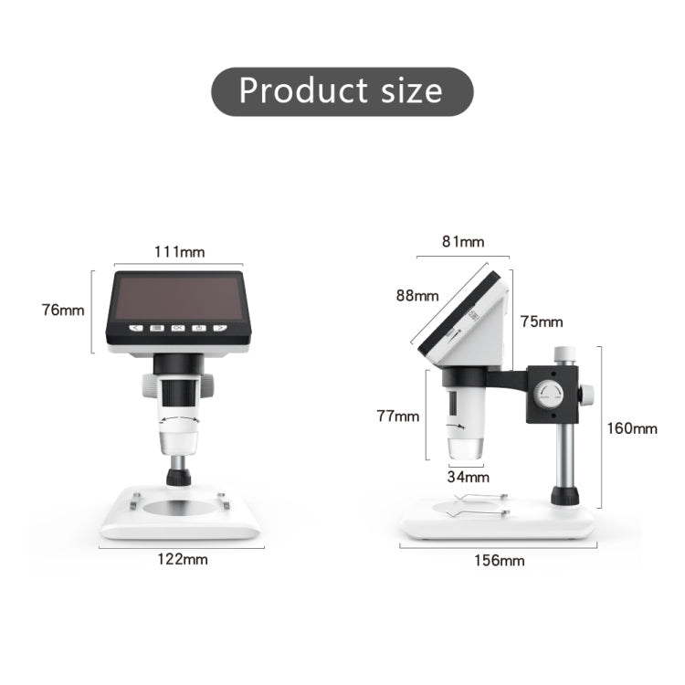 0-40 mm 1080P Pantalla LCD de 4,3 pulgadas Industria de reparación de teléfonos móviles Microscopio electrónico didital HD
