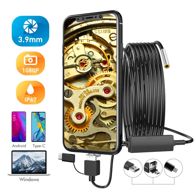 inskam107 3,9 mm 3 en 1 cámara de inspección de endoscopio digital industrial resistente al agua HD, 1m Hard Cable, 3.5m Hard Cable, 5m Hard Cable