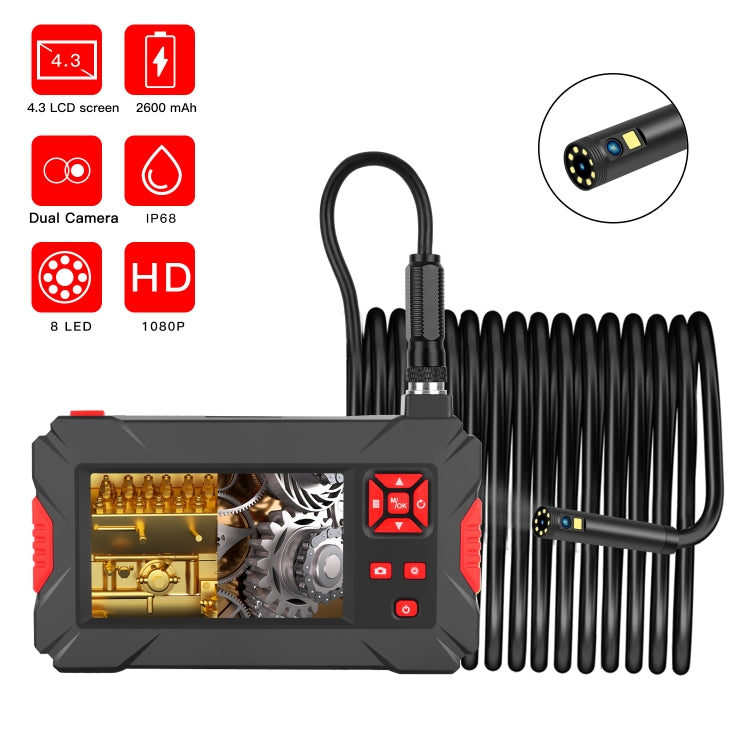 P30 8mm 1080P IP68 Impermeable Pantalla de 4.3 pulgadas Cámara dual Endoscopio digital, 2m Hard Cable, 5m Hard Cable, 10m Hard Cable