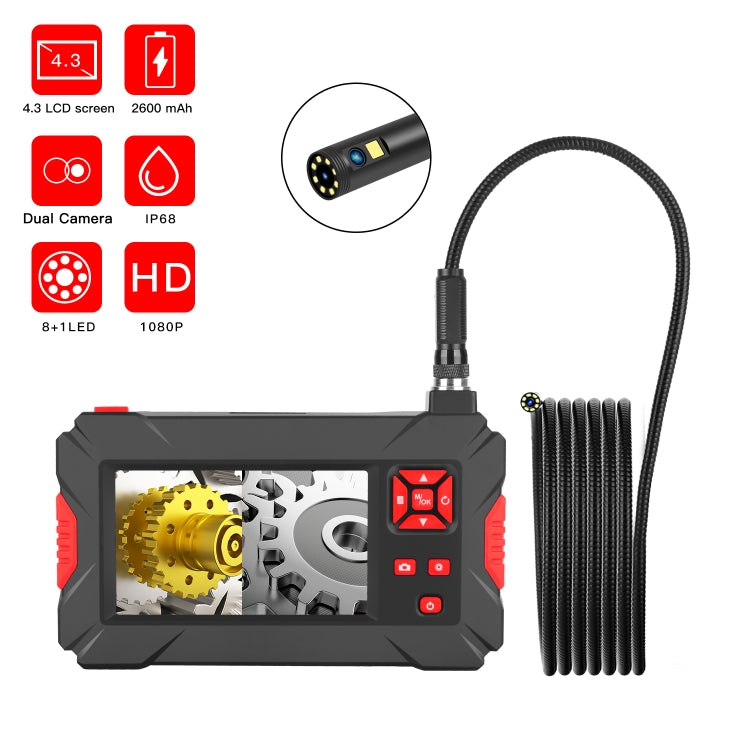 P30 8mm 1080P IP68 Impermeable Pantalla de 4.3 pulgadas Cámara dual Endoscopio digital, 1m Snake Tube, 3m Snake Tube, 5m Snake Tube