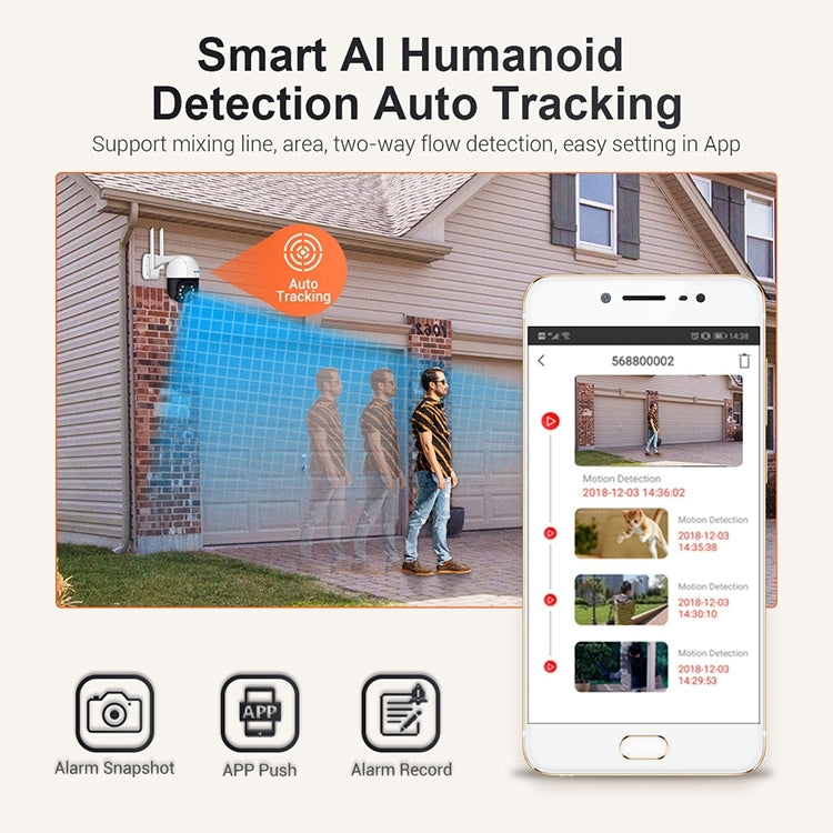 ESCAM QF518 Cámara IP WiFi inteligente de 5MP, compatible con detección de humanos AI / seguimiento automático / visión nocturna de doble luz / almacenamiento en la nube / audio bidireccional / tarjeta TF, EU Plug, US Plug, UK Plug, AU Plug