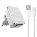 Cargador rápido USB LDNIO A1204Q QC3.0 de 18 W con cable USB a 8 pines de 1 m, EU Plug, UK Plug, US Plug