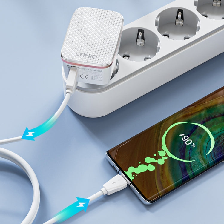 Cargador rápido USB LDNIO A1204Q QC3.0 de 18 W con cable USB a 8 pines de 1 m, EU Plug, UK Plug, US Plug