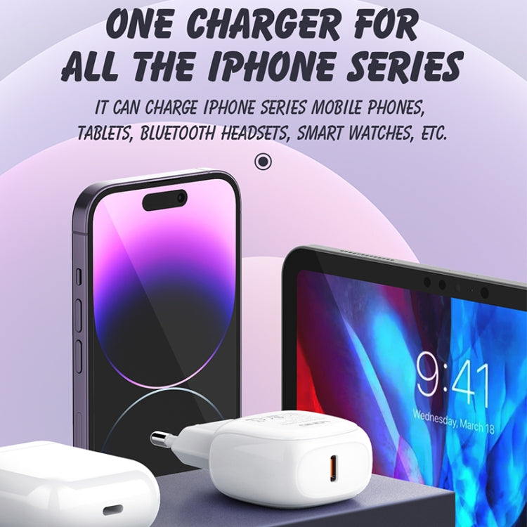 Cargador rápido LDNIO A1206C PD27W USB-C / Type-C con cable de 8 pines de 1 m, EU Plug