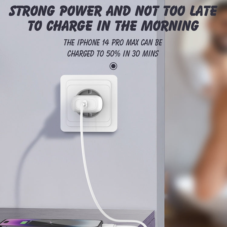 Cargador rápido LDNIO A1206C PD27W USB-C / Type-C con cable de 8 pines de 1 m, EU Plug
