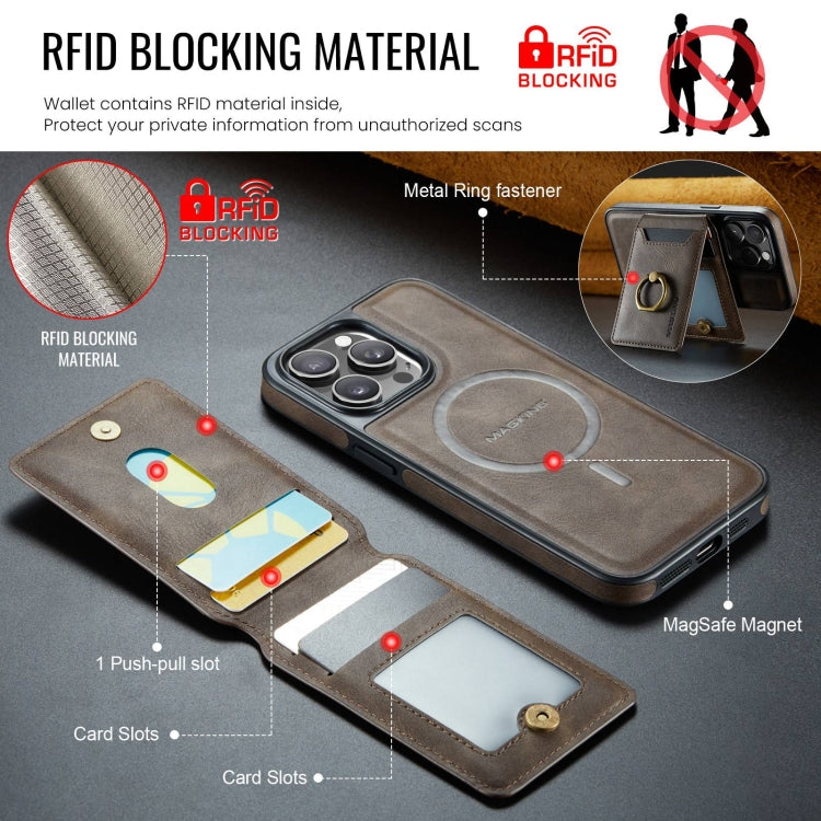 Funda para teléfono con tapa trasera RFID y billetera desmontable MagSafe DG.MING K1, For iPhone 13 Pro, For iPhone 13, For iPhone 12, For iPhone 12 Pro Max, For iPhone 12 Pro