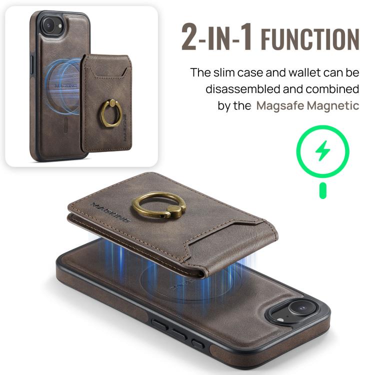 Funda para teléfono con tapa trasera RFID y billetera desmontable MagSafe DG.MING K1, For iPhone 17e / 16e, For iPhone 17 Pro Max, For iPhone 17 Pro, For iPhone 17, For iPhone Air, For iPhone 16 Pro Max, For iPhone 16 Pro, For iPhone 16 Plus           ...