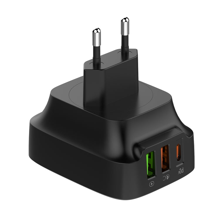 Cargador LDNIO Q334 de 32 W tipo C + puerto USB doble con cable de datos micro USB, EU Plug, UK Plug, US Plug