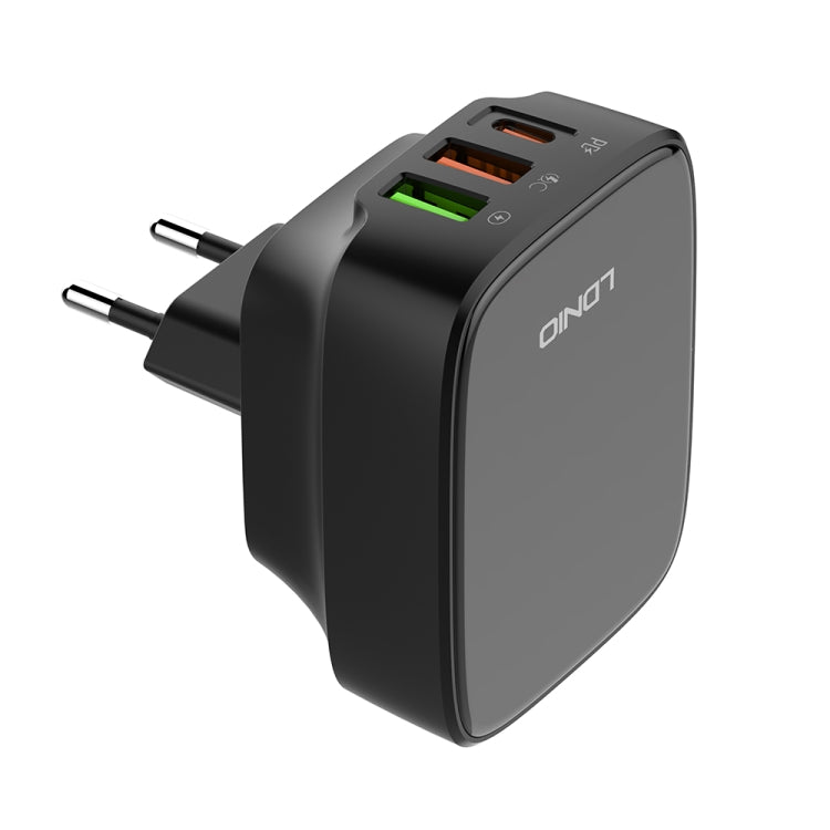 Cargador LDNIO Q334 de 32 W tipo C + puerto USB doble con cable de datos micro USB, EU Plug, UK Plug, US Plug