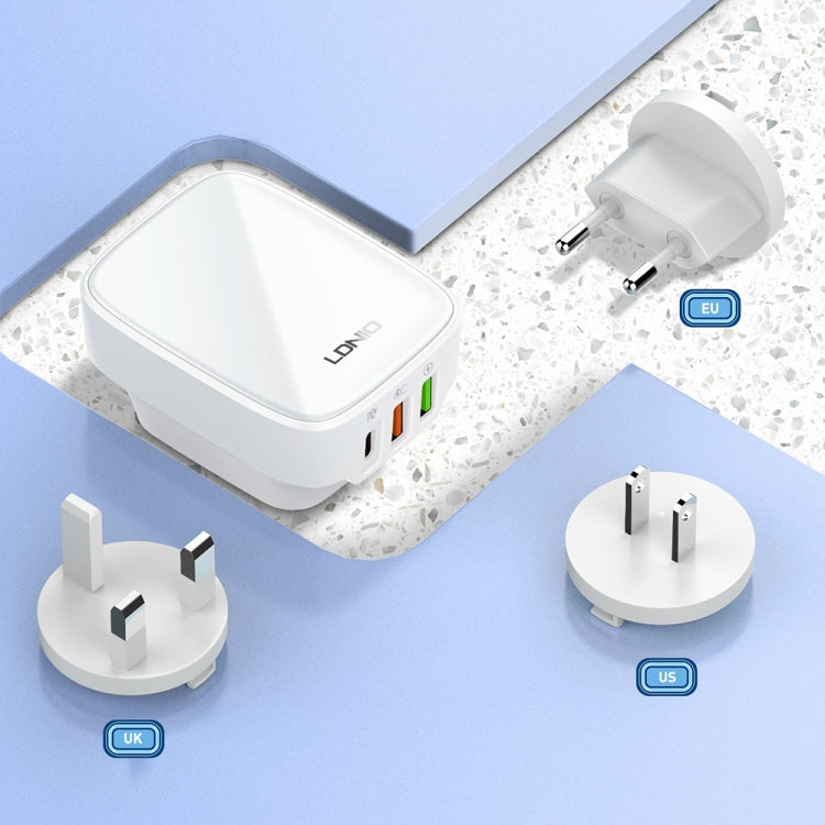 Cargador LDNIO Q334 de 32 W tipo C + puerto USB doble con cable de datos micro USB, EU Plug, UK Plug, US Plug