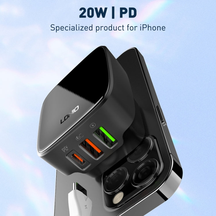 Cargador LDNIO Q334 de 32 W tipo C + puerto USB doble con cable de datos micro USB, EU Plug, UK Plug, US Plug