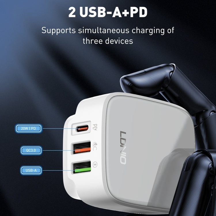 Cargador LDNIO Q334 de 32 W tipo C + puerto USB doble con cable de datos micro USB, EU Plug, UK Plug, US Plug