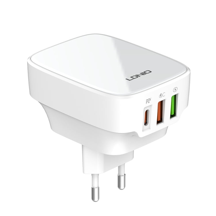 Cargador LDNIO Q334 de 32 W tipo C + puerto USB doble con cable de datos USB-C/Tipo C a USB-C/Tipo C, EU Plug, UK Plug, US Plug