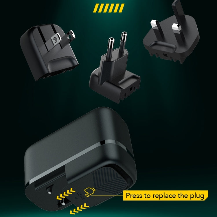 Cargador de interfaz LDNIO Q367 65W GaN con 3 puertos USB-C/Tipo-C y cable de datos USB-C/Tipo-C a USB-C/Tipo-C, EU Plug, UK Plug, US Plug