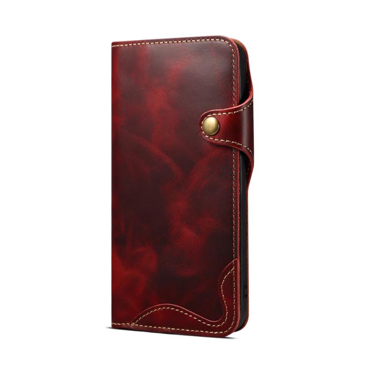 Estuche de cuero genuino con botón magnético y cera de aceite Denior B01 de piel de vaca, For iPhone 17e / 16e, For iPhone 16 Pro Max, For iPhone 16 Pro, For iPhone 16 Plus, For iPhone 16