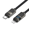 Cable de datos de carga USB-C/Tipo-C a PD de 8 pines con pantalla hoco U137, 1.2m