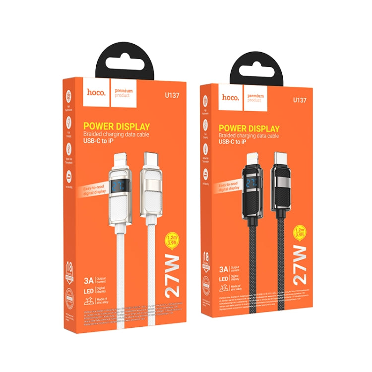 Cable de datos de carga USB-C/Tipo-C a PD de 8 pines con pantalla hoco U137, 1.2m