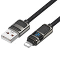 Cable de datos de carga USB a línea de 8 pines de 2,4 A con pantalla hoco U137, 1.2m