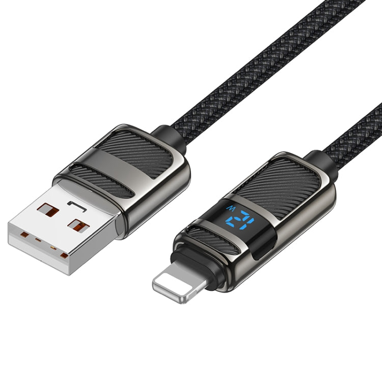 Cable de datos de carga USB a línea de 8 pines de 2,4 A con pantalla hoco U137, 1.2m