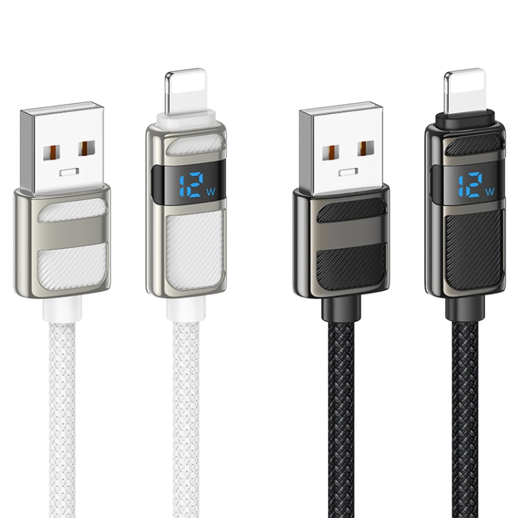 Cable de datos de carga USB a línea de 8 pines de 2,4 A con pantalla hoco U137, 1.2m