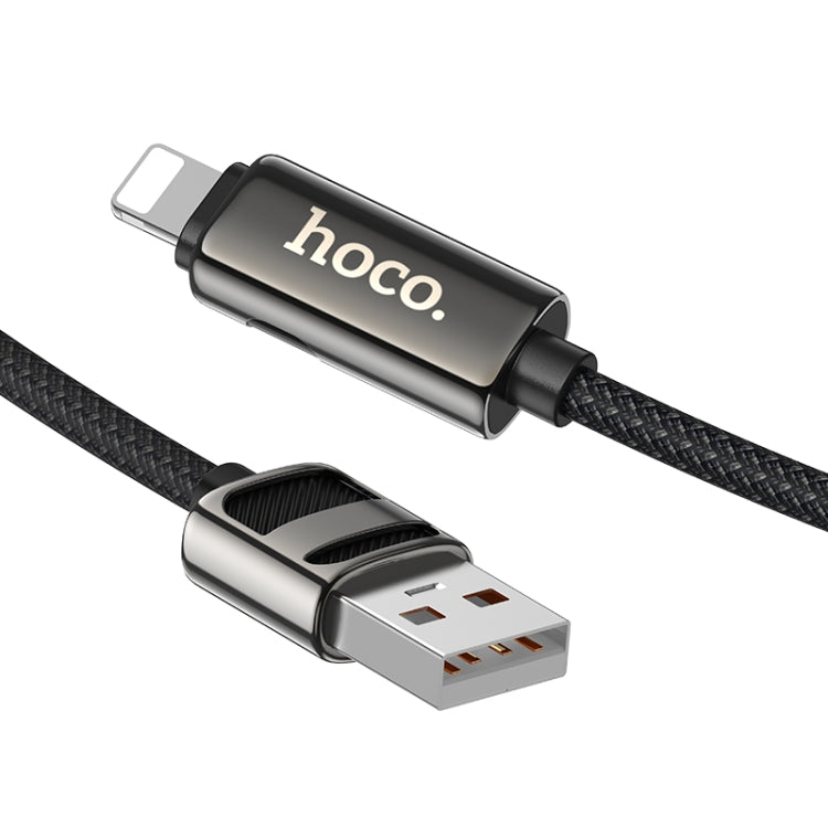 Cable de datos de carga USB a línea de 8 pines de 2,4 A con pantalla hoco U137, 1.2m