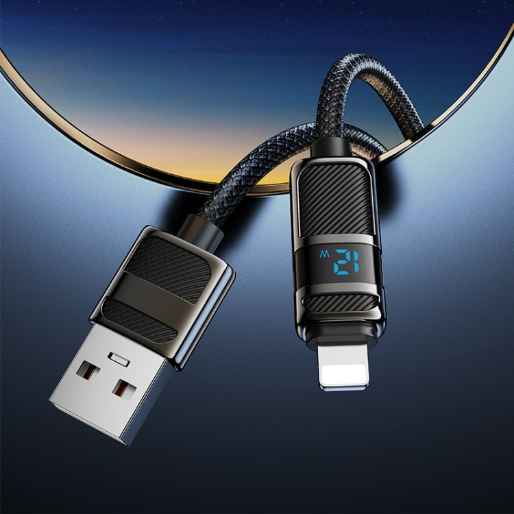 Cable de datos de carga USB a línea de 8 pines de 2,4 A con pantalla hoco U137, 1.2m