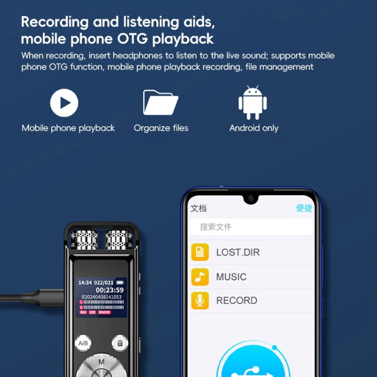 Grabadora de voz inteligente con reducción de ruido y micrófono dual omnidireccional ZD43B, 32GB, 64GB