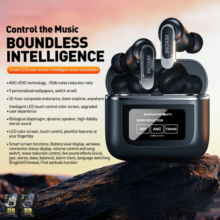 Auriculares inalámbricos con Bluetooth y reducción de ruido con pantalla a color inteligente WK Beluga S9
