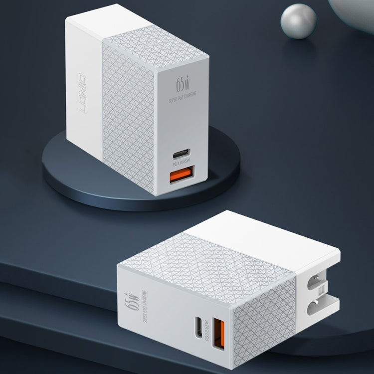 Cargador de viaje con adaptador de corriente USB LDNIO A2620C PD3.0 de 65 W y cable tipo C a tipo C, EU Plug, US Plug, UK Plug