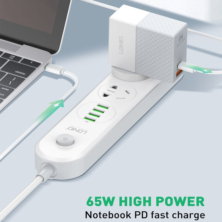 Cargador de viaje con adaptador de corriente USB LDNIO A2620C PD3.0 de 65 W y cable tipo C a tipo C, EU Plug, US Plug, UK Plug