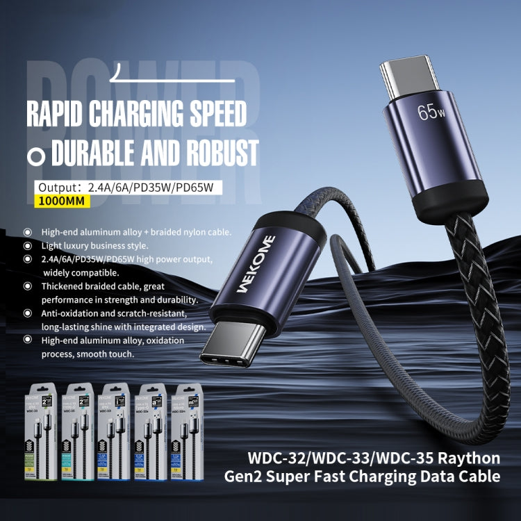 Cable de datos de carga rápida USB a 8 pines WK WDC-32i Raython Gen2 de 1 m y 2,4 A, WDC-32i