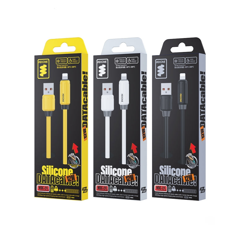 Cable de datos de carga rápida USB a 8 pines de 1 m y 12 W de silicona genuina elástica WK WDC-27i, WDC-27i