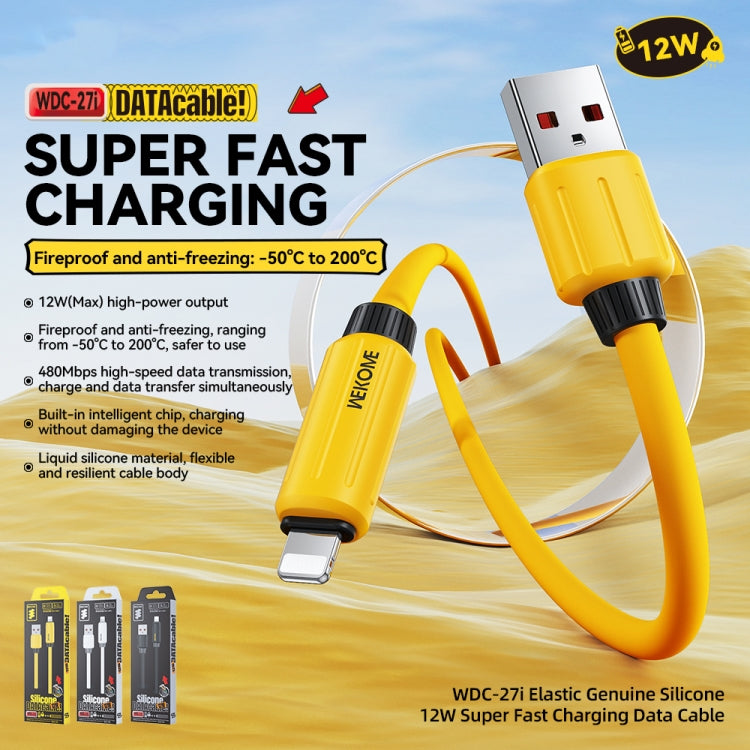 Cable de datos de carga rápida USB a 8 pines de 1 m y 12 W de silicona genuina elástica WK WDC-27i, WDC-27i