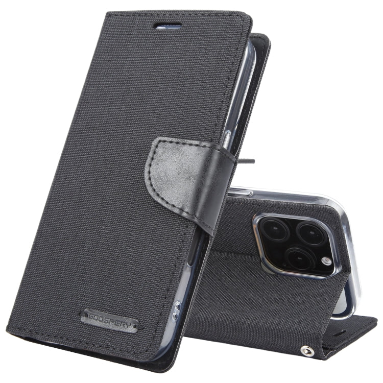 Funda para teléfono con tapa de cuero con textura de tela GOOSPERY CANVAS DIARY, For iPhone 16 Pro Max, For iPhone 16 Pro, For iPhone 16 Plus, For iPhone 16