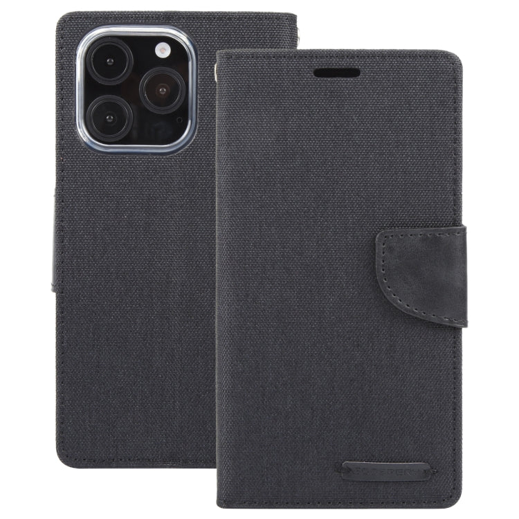 Funda para teléfono con tapa de cuero con textura de tela GOOSPERY CANVAS DIARY, For iPhone 16 Pro Max, For iPhone 16 Pro, For iPhone 16 Plus, For iPhone 16