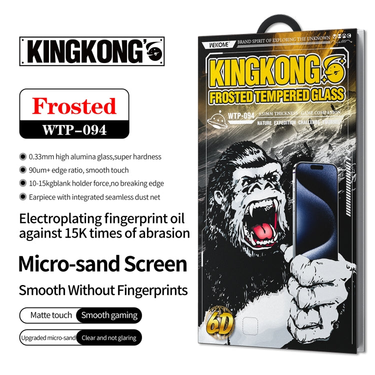 Película de vidrio templado esmerilado curvo 6D WK WTP-094 King Kong, For iPhone 16 Pro Max, For iPhone 16 Pro, For iPhone 16 Plus / 15 Plus, For iPhone 16 / 15
