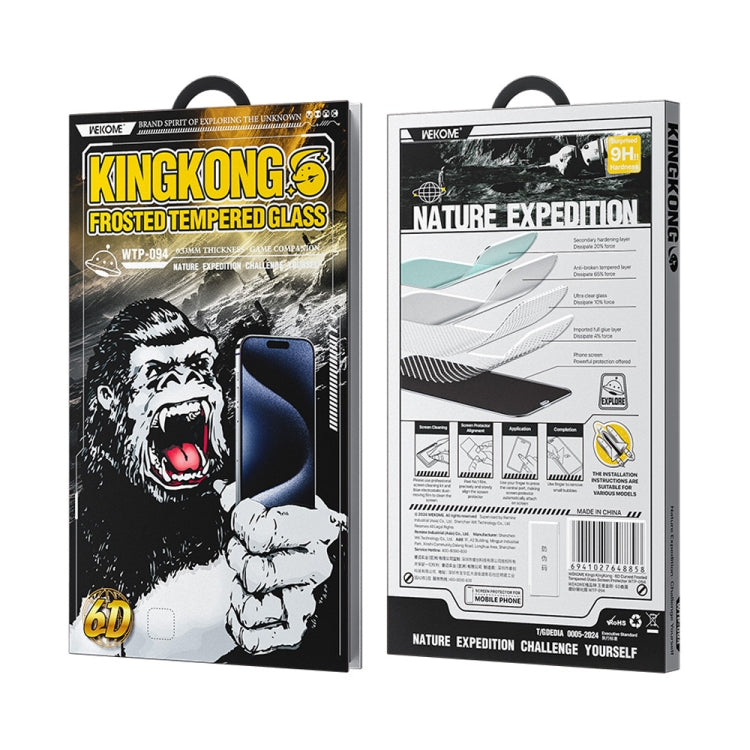 Película de vidrio templado esmerilado curvo 6D WK WTP-094 King Kong, For iPhone 16 Pro Max, For iPhone 16 Pro, For iPhone 16 Plus / 15 Plus, For iPhone 16 / 15