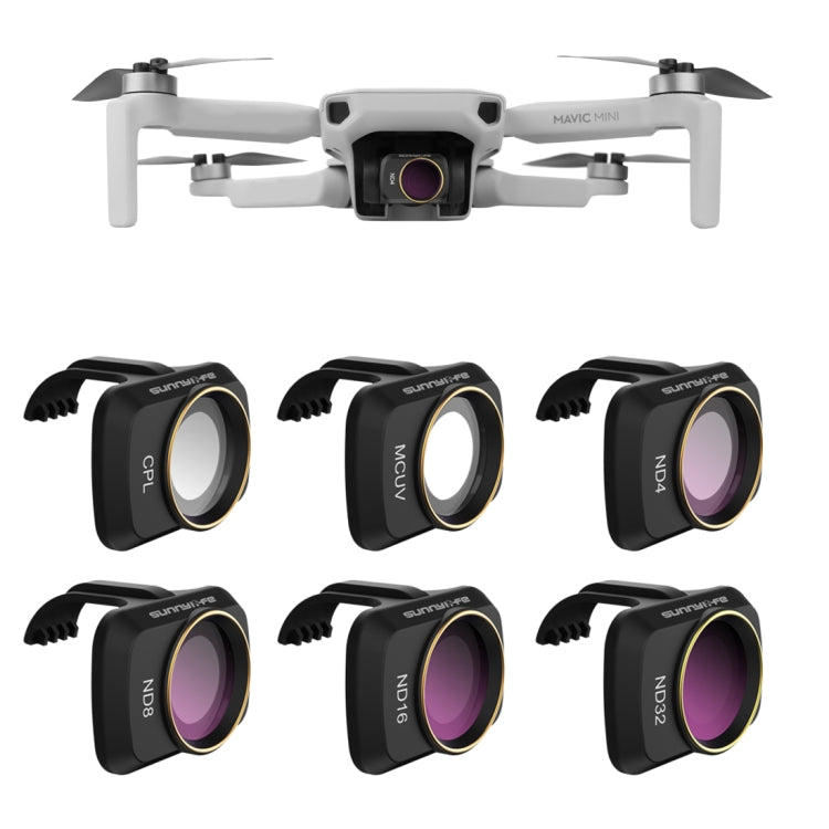 Sunnylife MM-FI9258 para DJI Mavic mini 6 en 1 Drone MCUV+CPL+ND4+ND8+ND16+ND32 Filtro de lente, MCUV+CPL+ND4+ND8+ND16+ND32