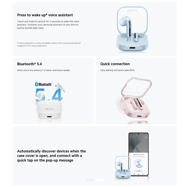 Auriculares intrauditivos inalámbricos originales Xiaomi Redmi Buds 6 Active BT5.4